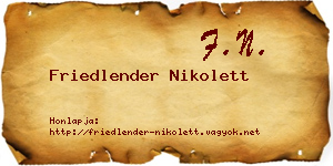 Friedlender Nikolett névjegykártya